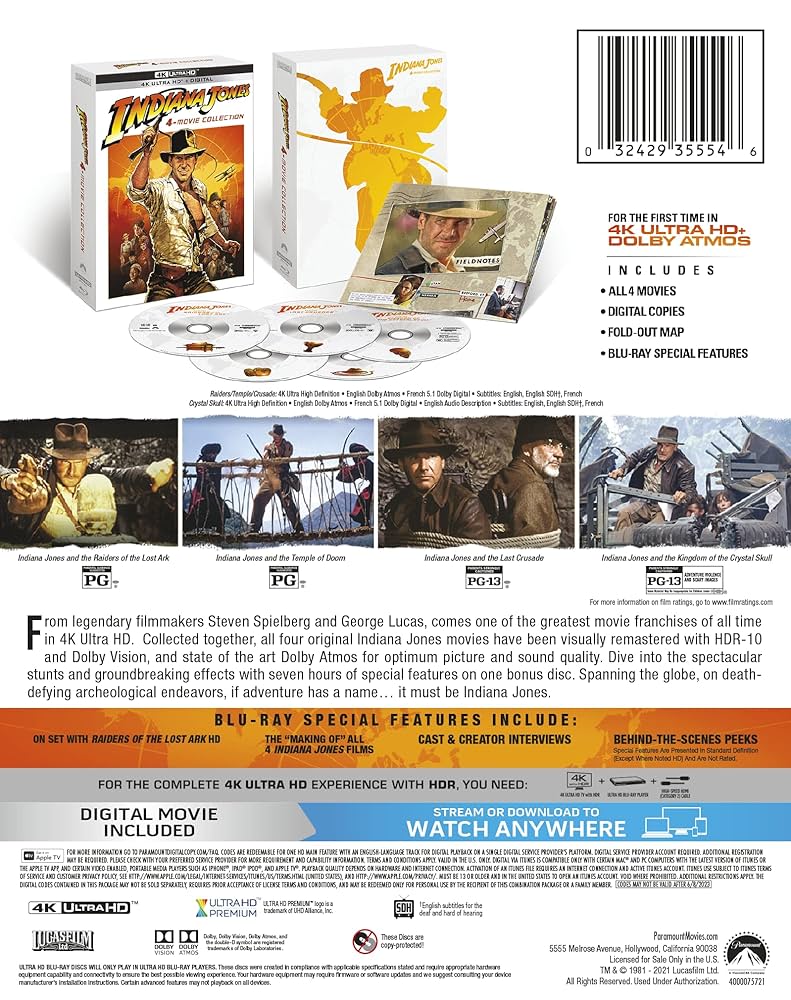 インディ・ジョーンズ 4ムービーコレクション (4K Ultra HD) Amazon.com: Indiana Jones 4-Movie Collection : Harrison Ford